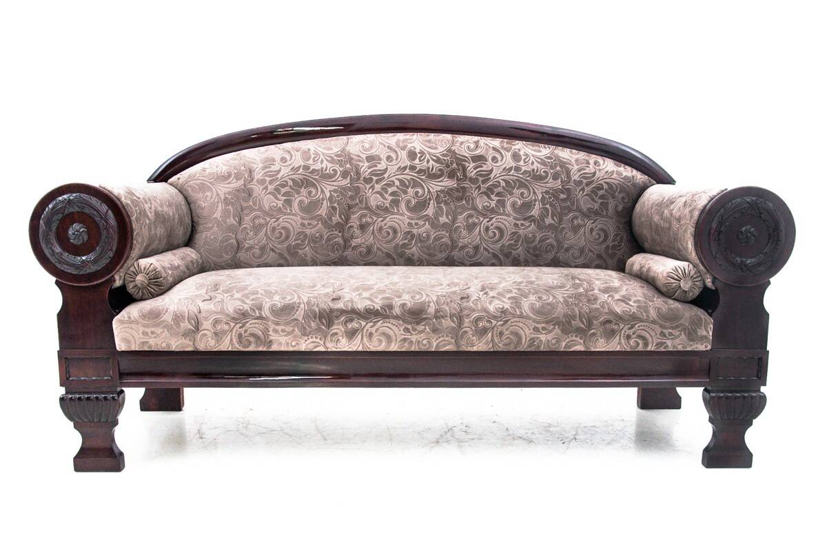 Antique sofa in Biedermeier style, Northern Europe, circa 1840.