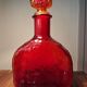 Carafe glass bottle Empoli red-orange