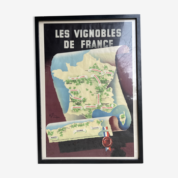 Original poster vineyards of France signed 1935