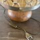 Vintage table lamp in wood magnifying glass and braided wool