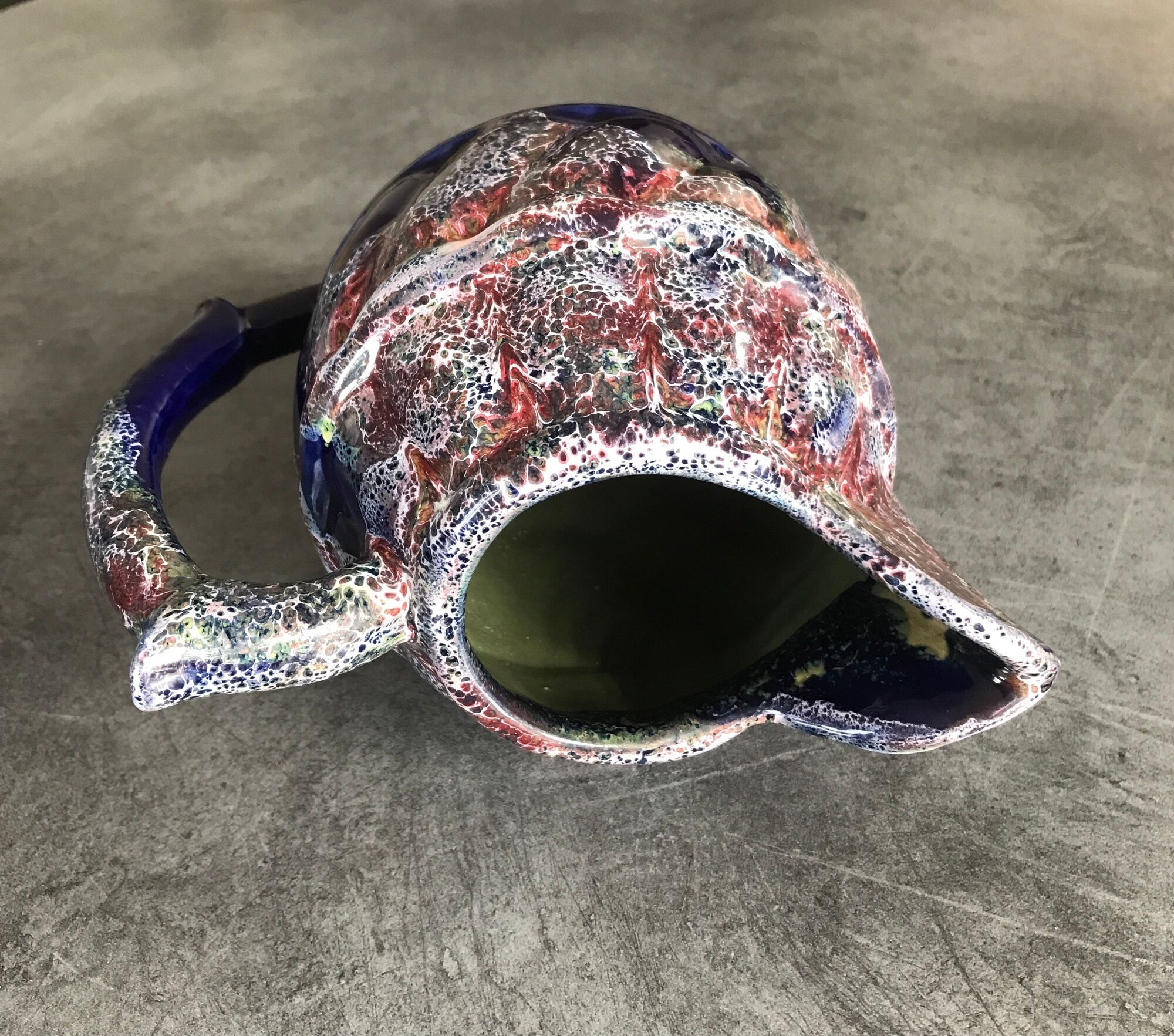 Old pitcher in porcelain stoneware flammé st amand de puisaye signed gaubier