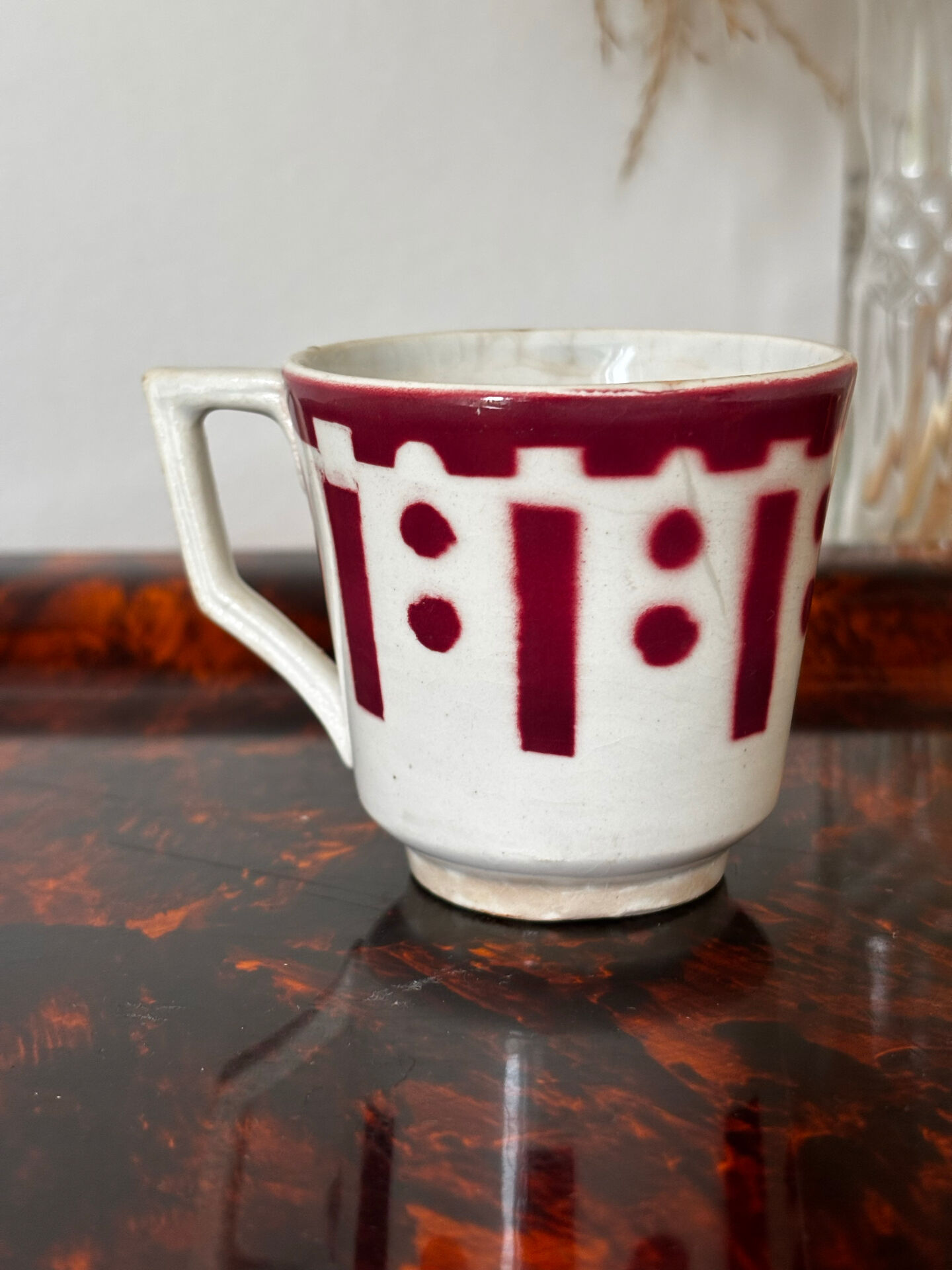 Set of two antique opaque porcelain cups from Gien.