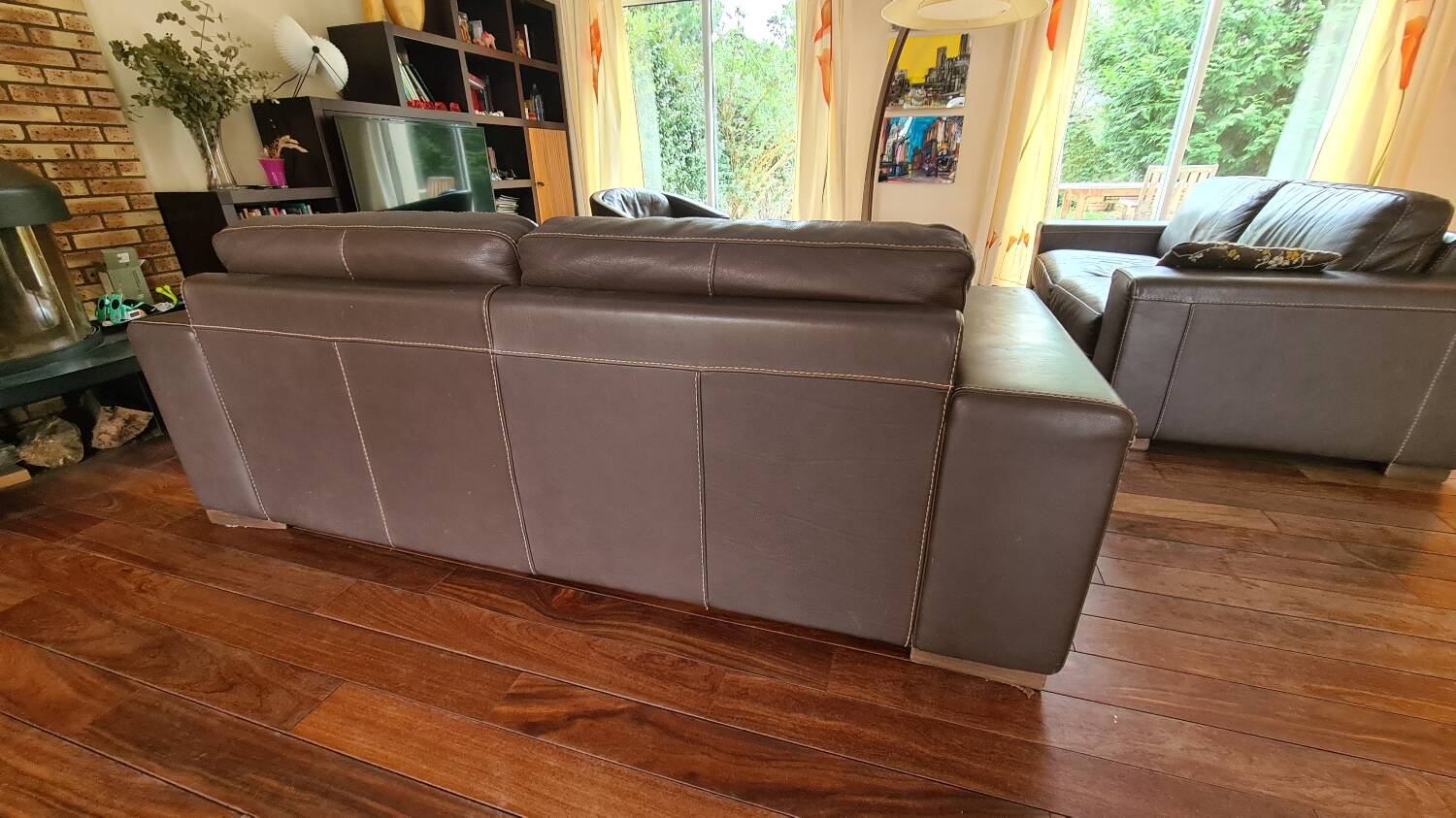 Natuzzi 3-seater sofa in full grain brown leather