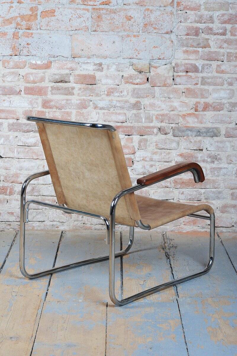Fauteuil en chrome Bauhaus tchèque attribué à M. Breuer pour Thonet, années 1920.