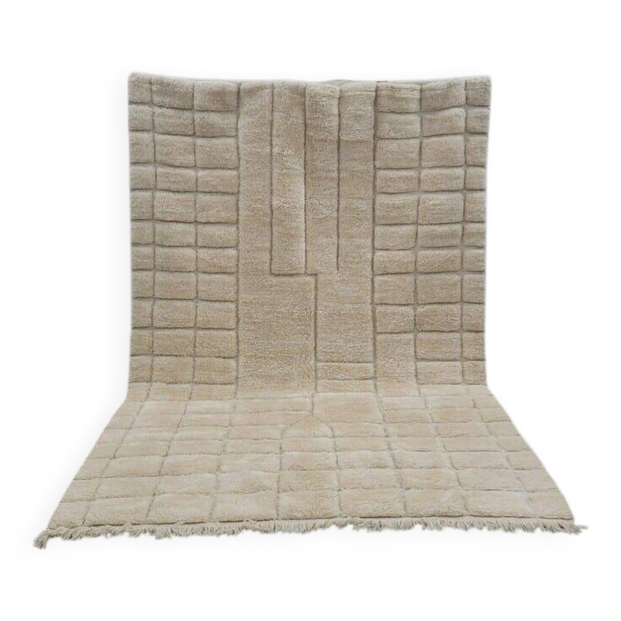 Large handmade traditional Berber rug in natural wool size 3/4.