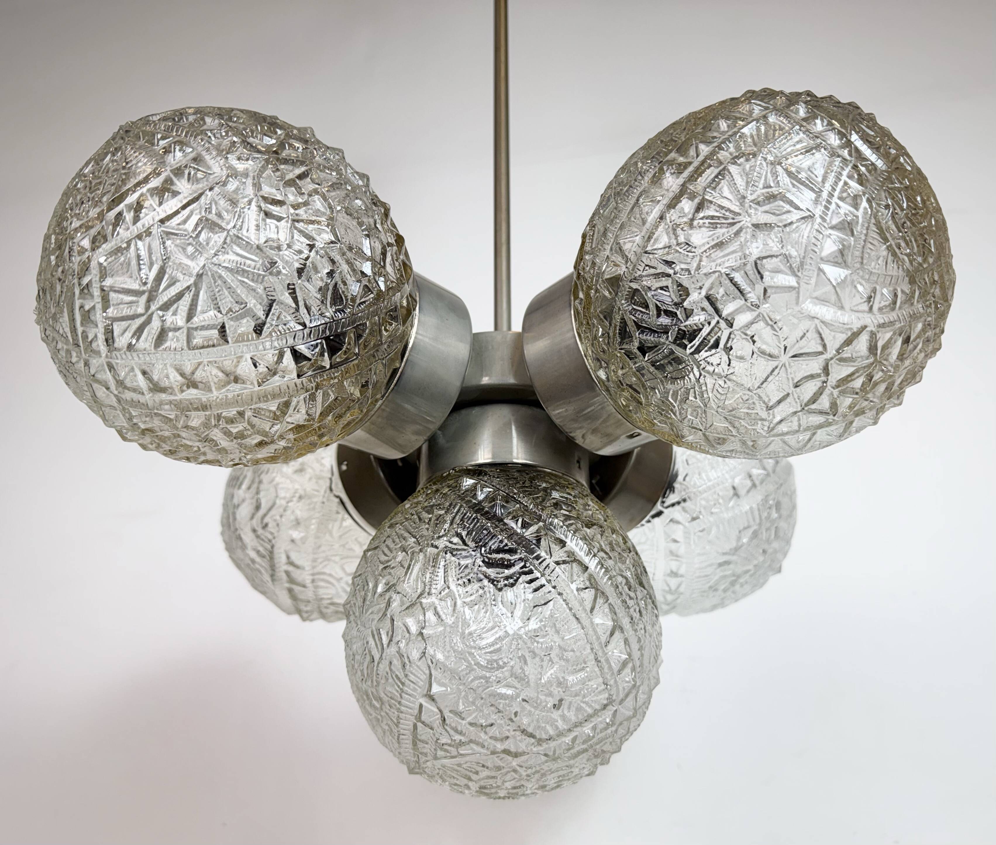 Vintage Cut Glass Chandelier from Kamenický Šenov, 1960s