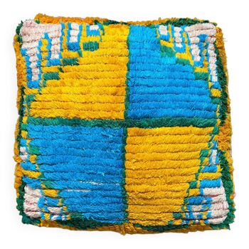 Moroccan Berber pouf yellow and bohemian turquoise