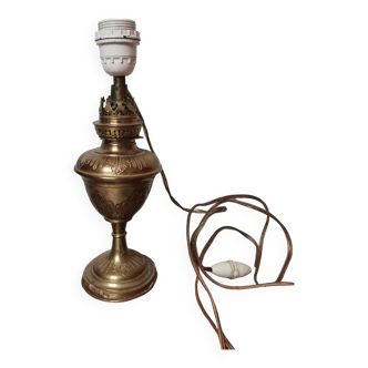 Pied lampe en laiton vintage ancienne lampe à pétrole motif feuillage