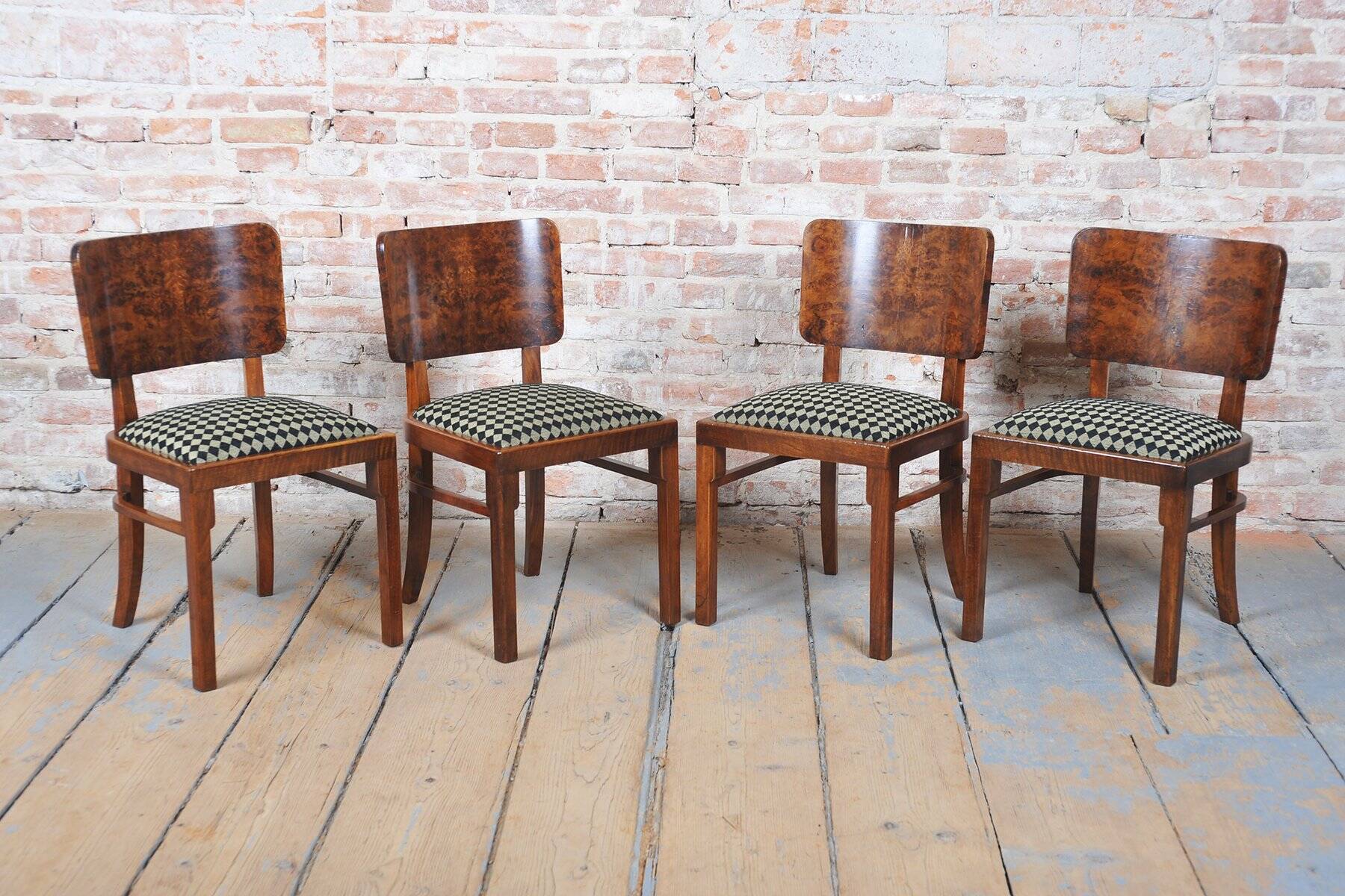 Art Deco Dining Set in Beech and Spruce, 1920s, Set of 5