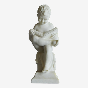 Charming Canova style children's statuette in marble powder (Italy)