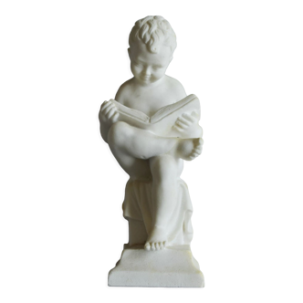Charming Canova style children's statuette in marble powder (Italy)