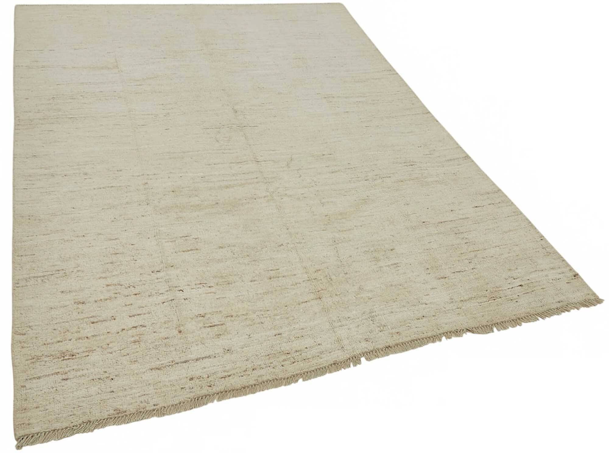 Handwoven Tribal One of a Kind 175 cm x 236 cm Beige Wool Carpet