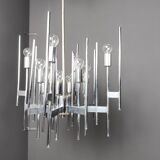 Vintage Sciolari chrome chandelier, 1970s