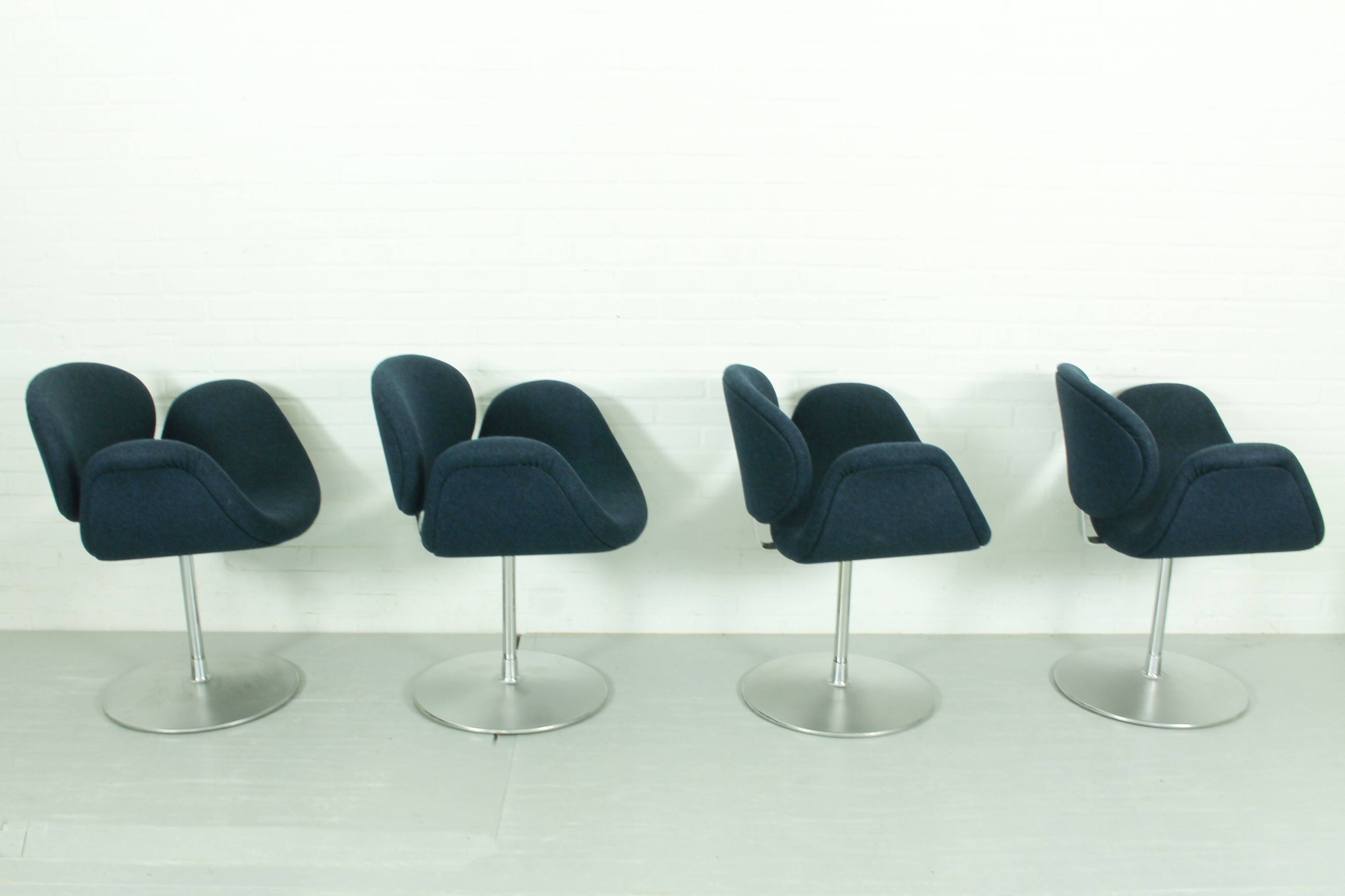 Set of 4 Swivel Little Tulip Dining Chairs by Pierre Paulin for Artifort, 1