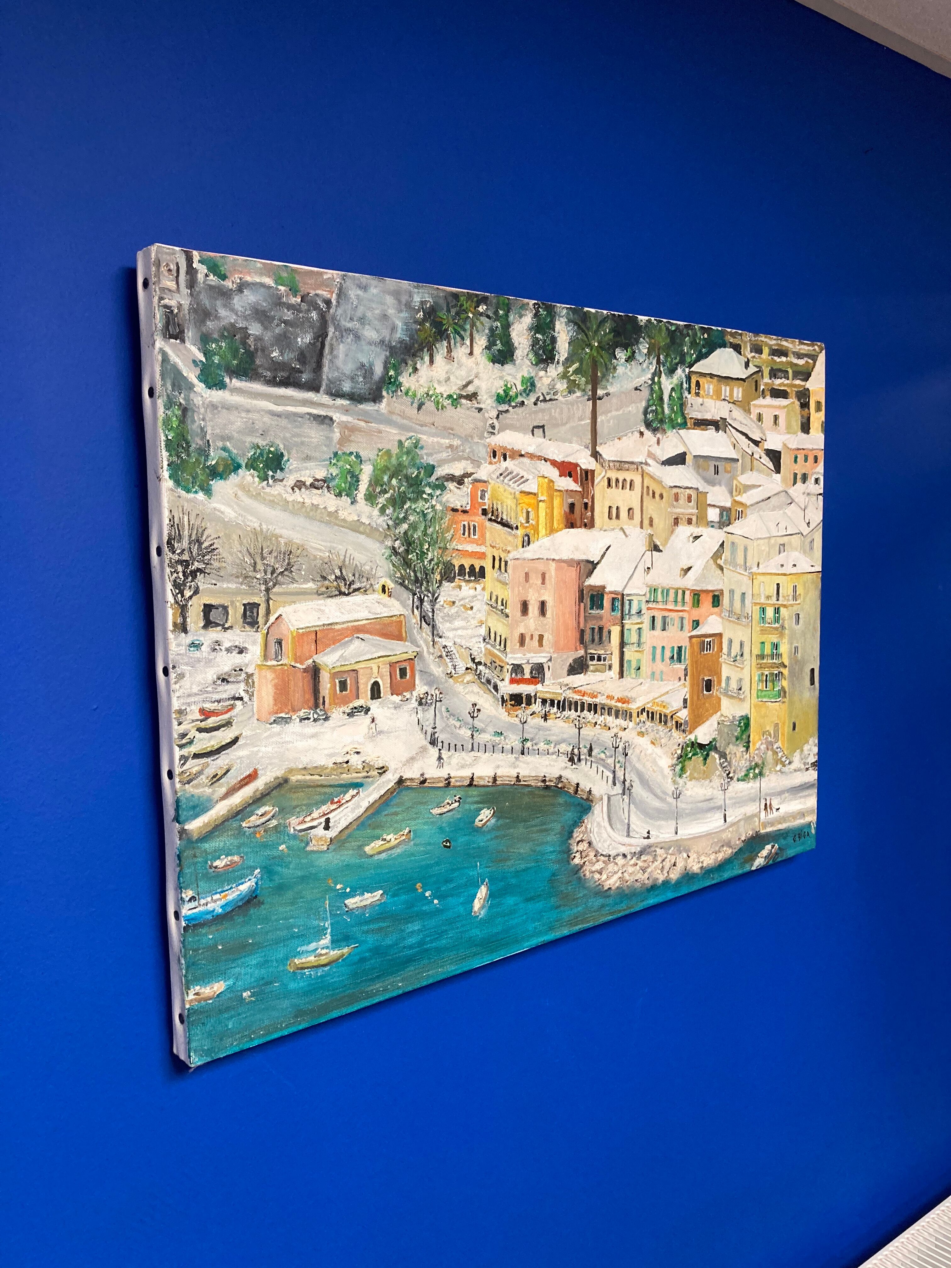 Painting on vintage canvas