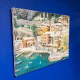 Painting on vintage canvas