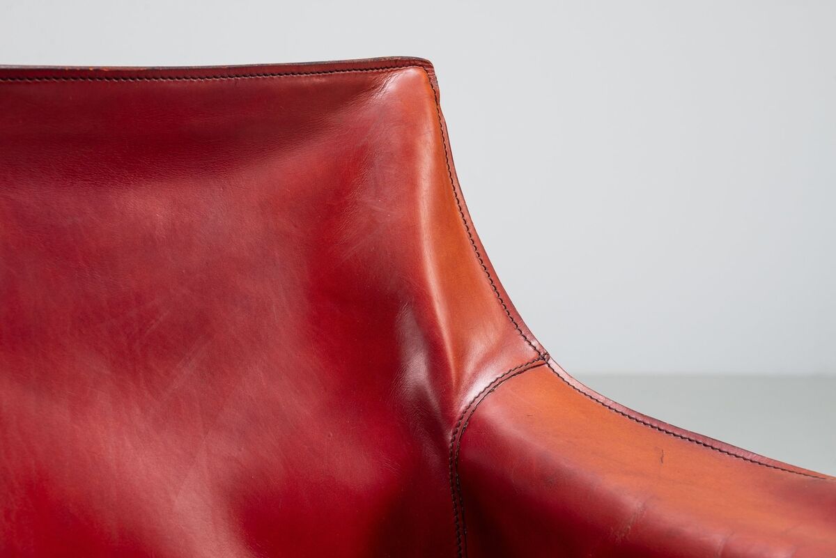 Mario Bellini model Cab 413 dining armchair in leather Cassina Italy 1977