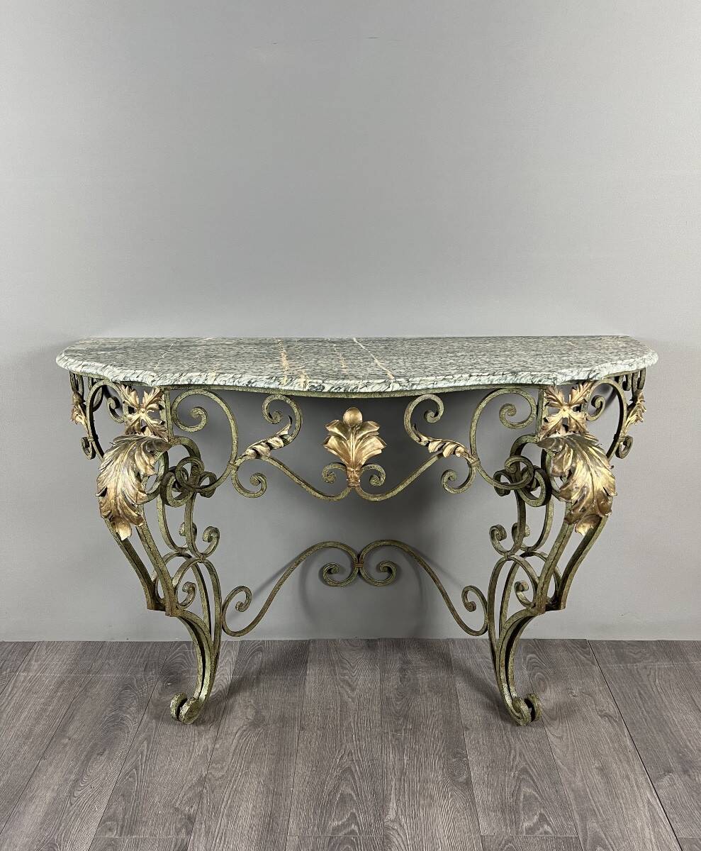 Wall console in wrought iron, 20th century