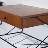 Pair of hanging bedside tables in teak and metal, 1960