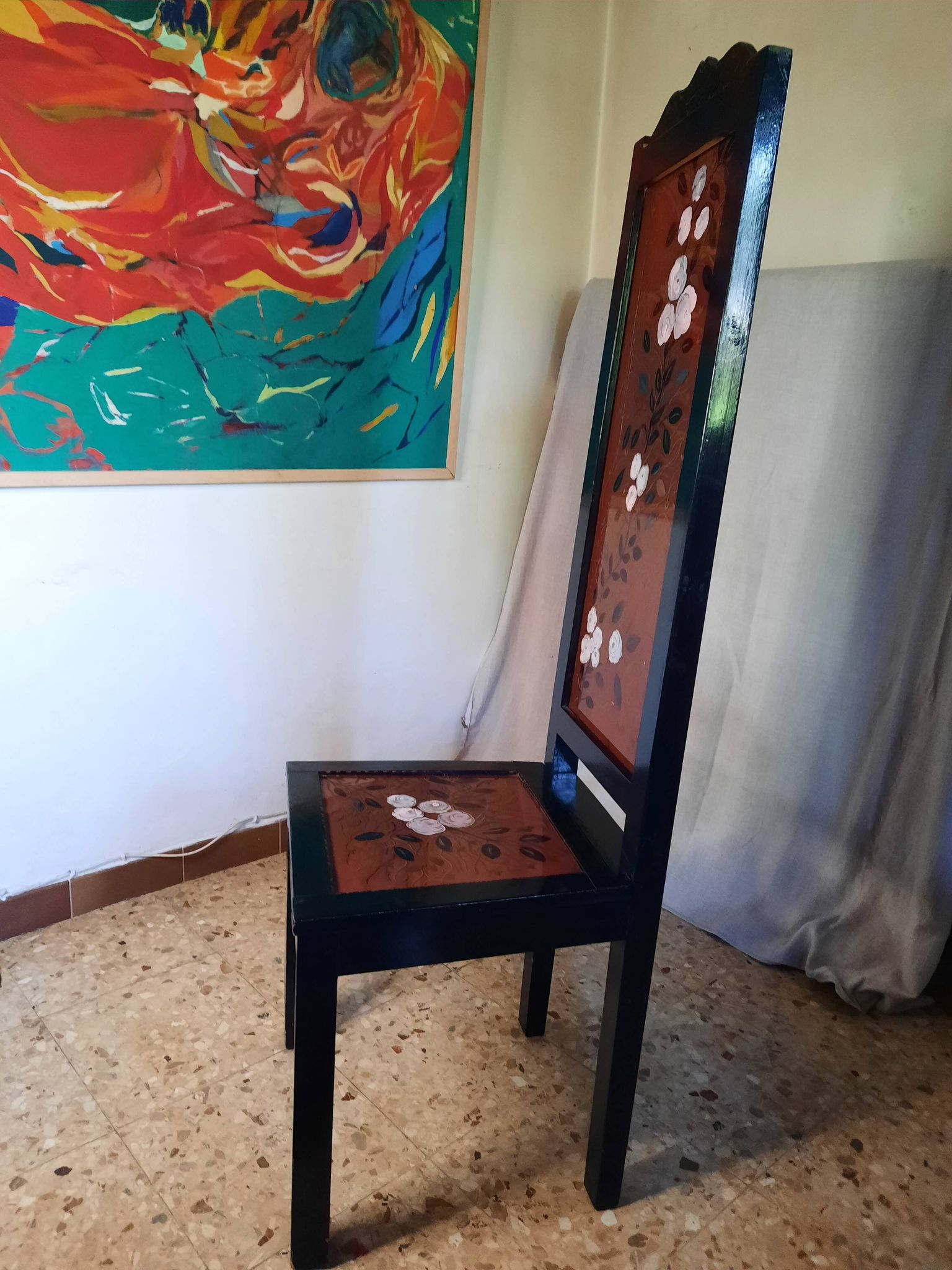 Japanese chair with a high backrest