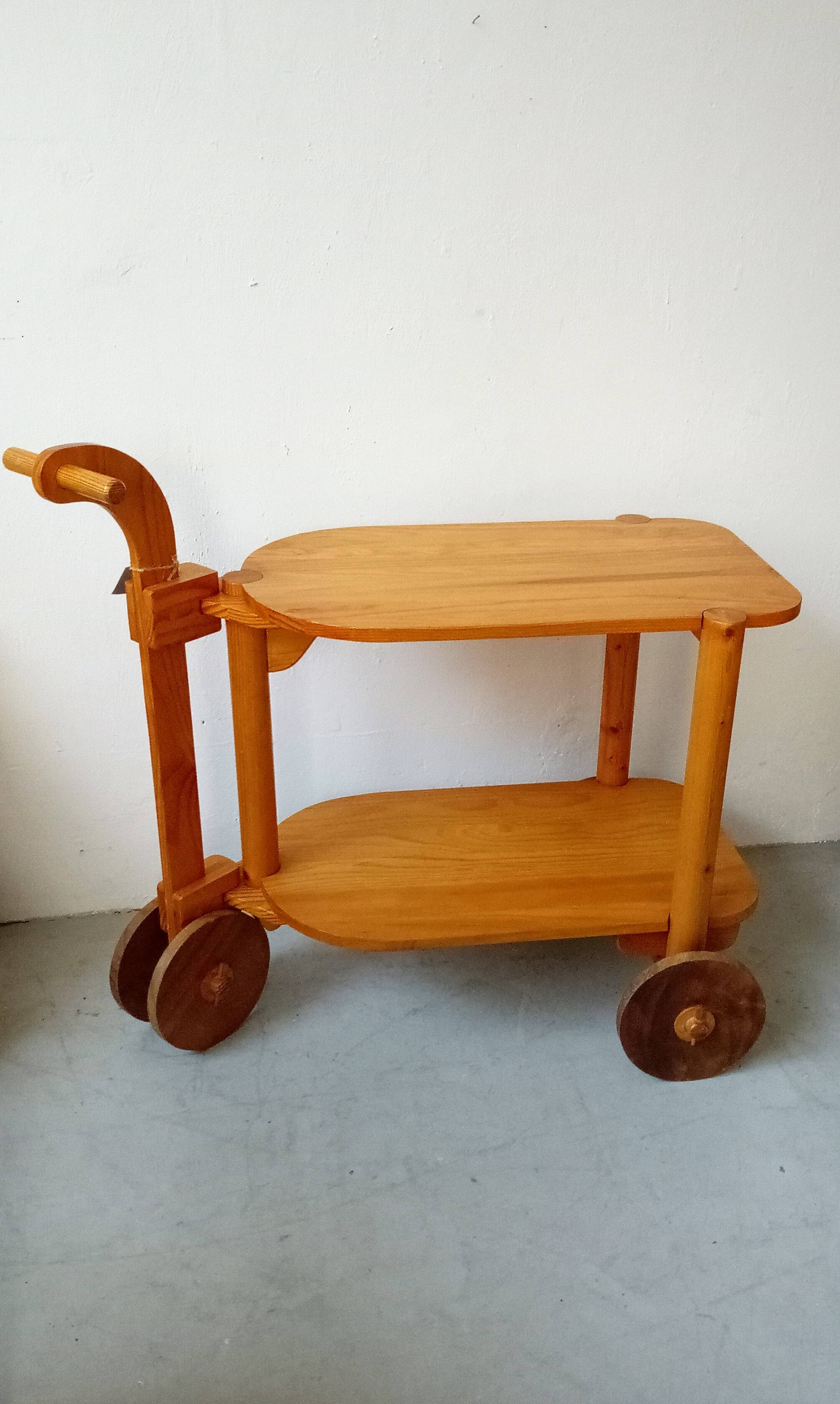Swedish bar cart in pine from the 70s