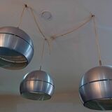 Set of 3 space age pendant lights, 1970s