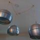 Set of 3 space age pendant lights, 1970s