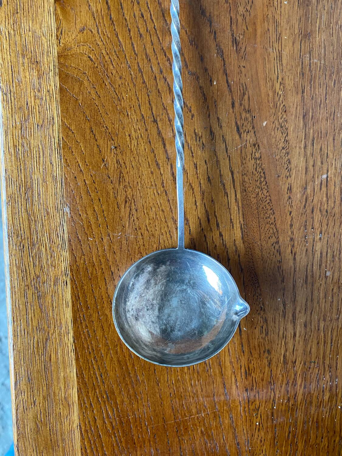 Old Punch Ladle Goldsmith Cailar Bayard Metal Silver Twisted Handle #B341