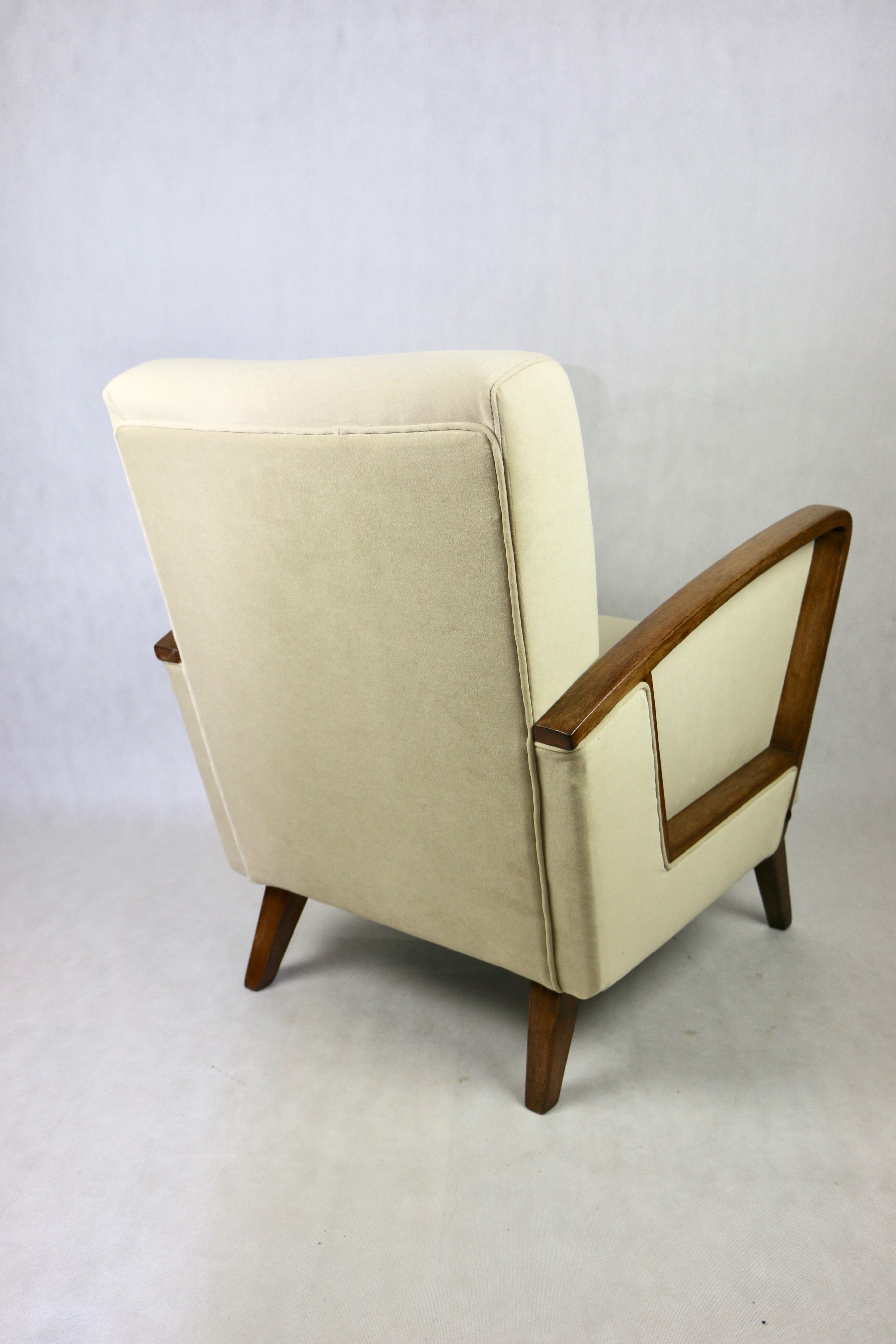 German Art Deco Beige Armchair, 1960s