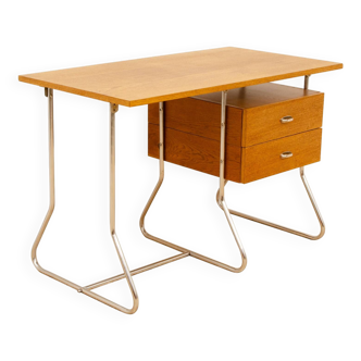 Bureau moderniste tchécoslovaque en chrome et bois, années 1950, Europe