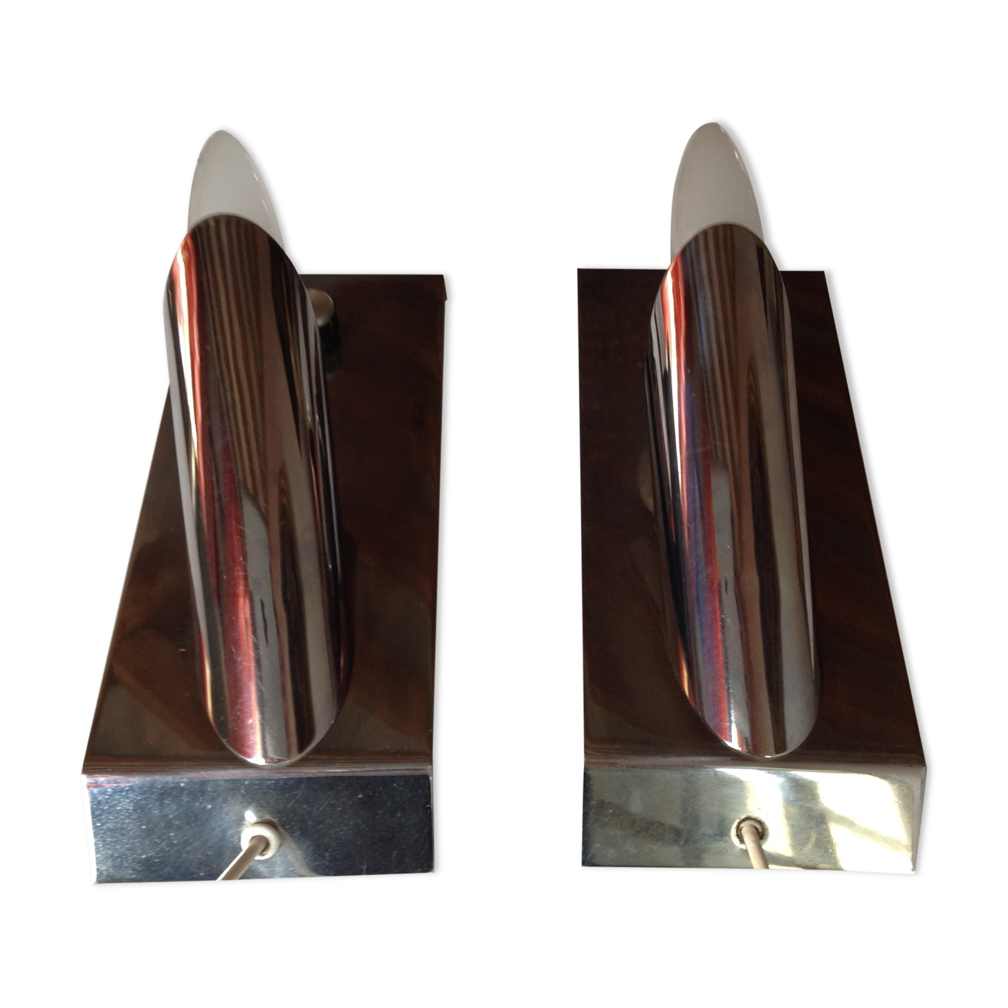 Pair of vintage chrome lamps, 70s