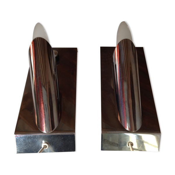 Paire de lampes chromées, vintages, années 70 — Beyit