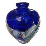 Vase  en verre pièce unique, signé Jean-Claude Novaro Maître verrier Biot.