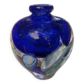 Vase  en verre pièce unique, signé Jean-Claude Novaro Maître verrier Biot.