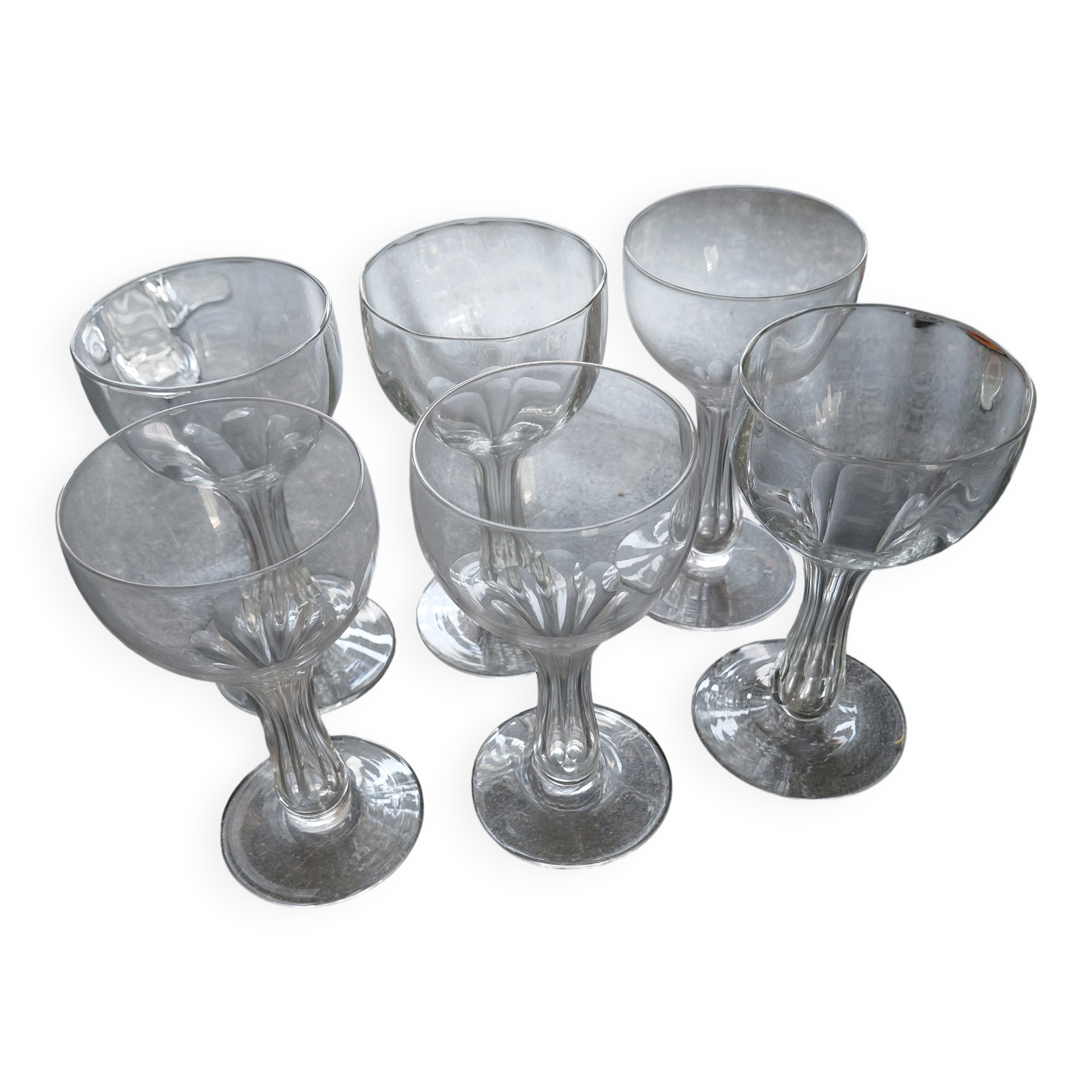 6 antique champagne flutes