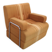 Vintage 1970s retractable lounge chair – Ochre yellow brown, sofa bed