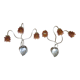 2 brass appliques leaves flowers tulip glass paste