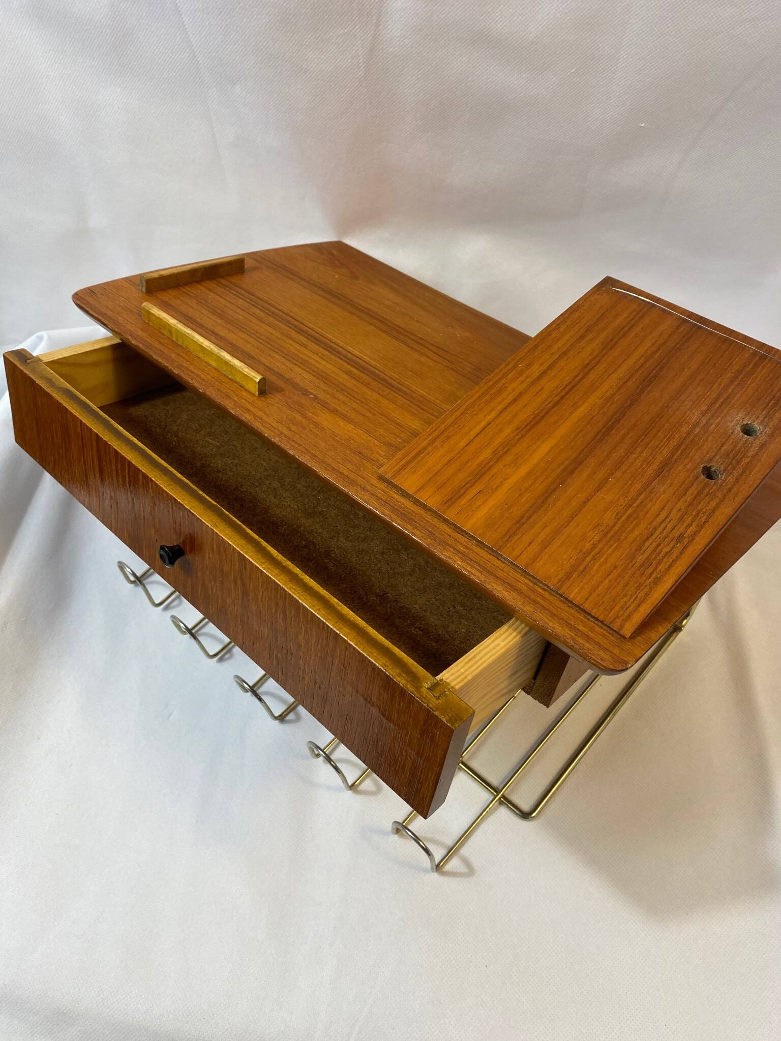 Porte téléphone rétro teck et métal