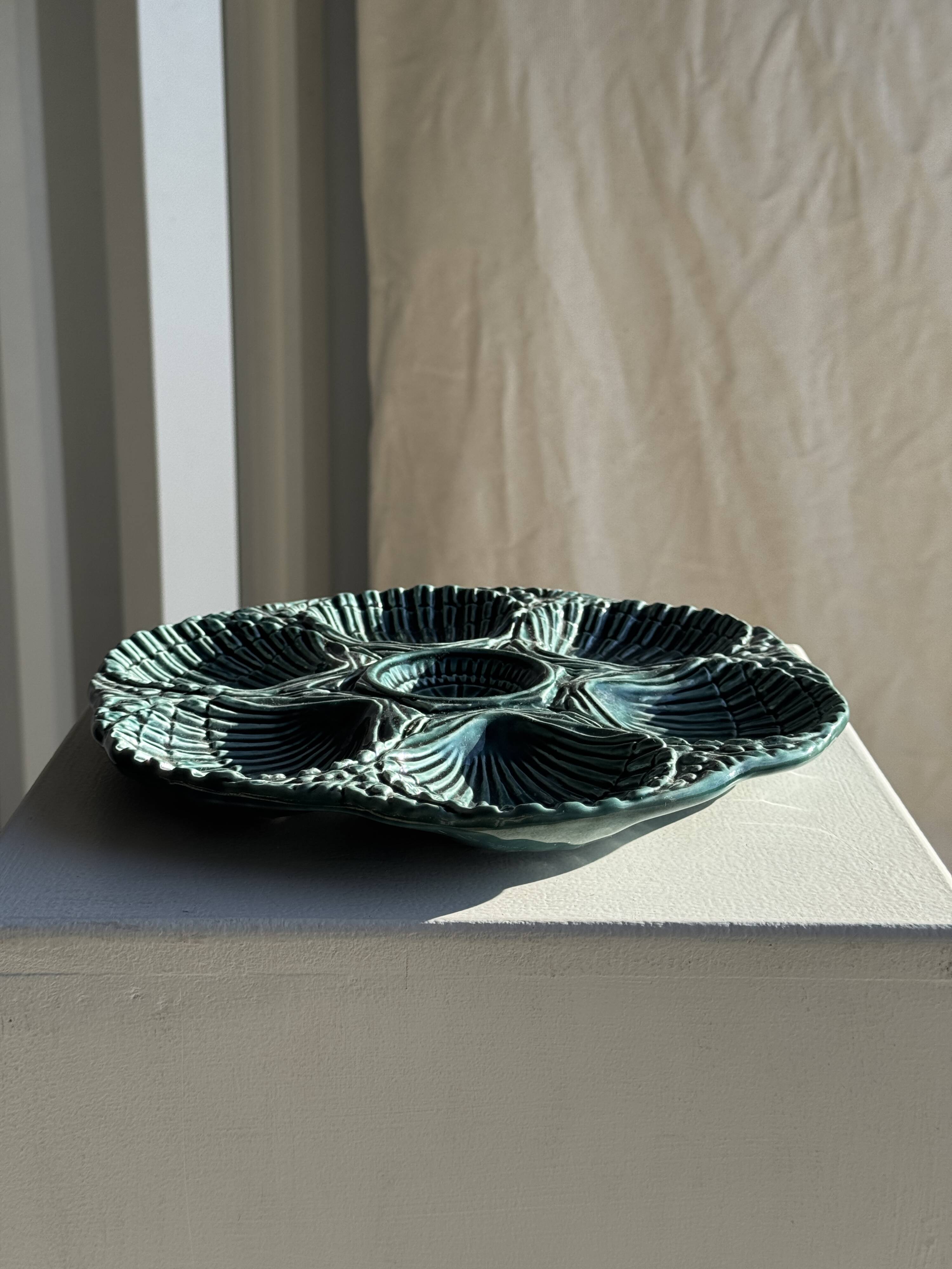 Plat à compartiment coquillages turquoise D28