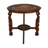 Asian coffee table carved with dragons and peacocks, Indonesia, early 20th century