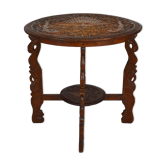 Asian coffee table carved with dragons and peacocks, Indonesia, early 20th century