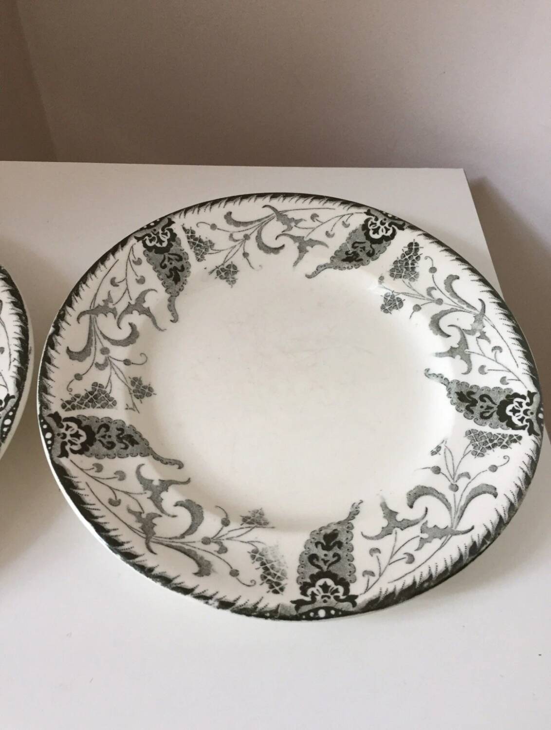 Longwy green ceramic plate, ironstone, 19th century