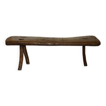 Antique Spanish Primitive Bench with Three Legs, 18th Century