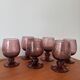 Set of 6 purple bubble glass glasses signed Biot – mouth-blown