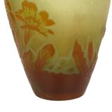 Etablissements gallé multi-layered glass vase with floral decoration, signed