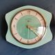 Vintage formica clock silent wall pendulum "BC Paris green black"