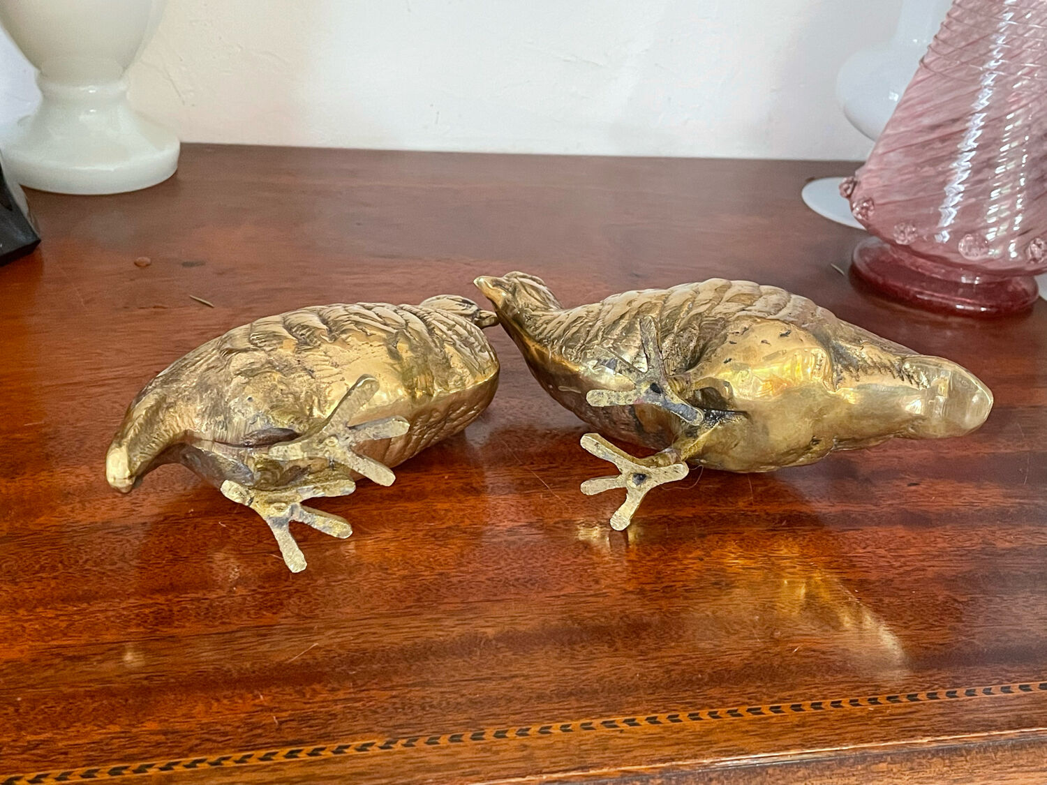 Vintage brass bird pair
