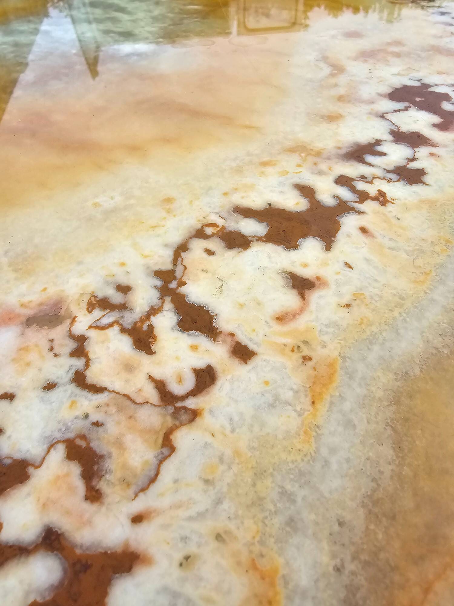 Vintage cherry wood and marble top coffee table