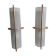 Pair of brass Arlus sconces and shortbread glass