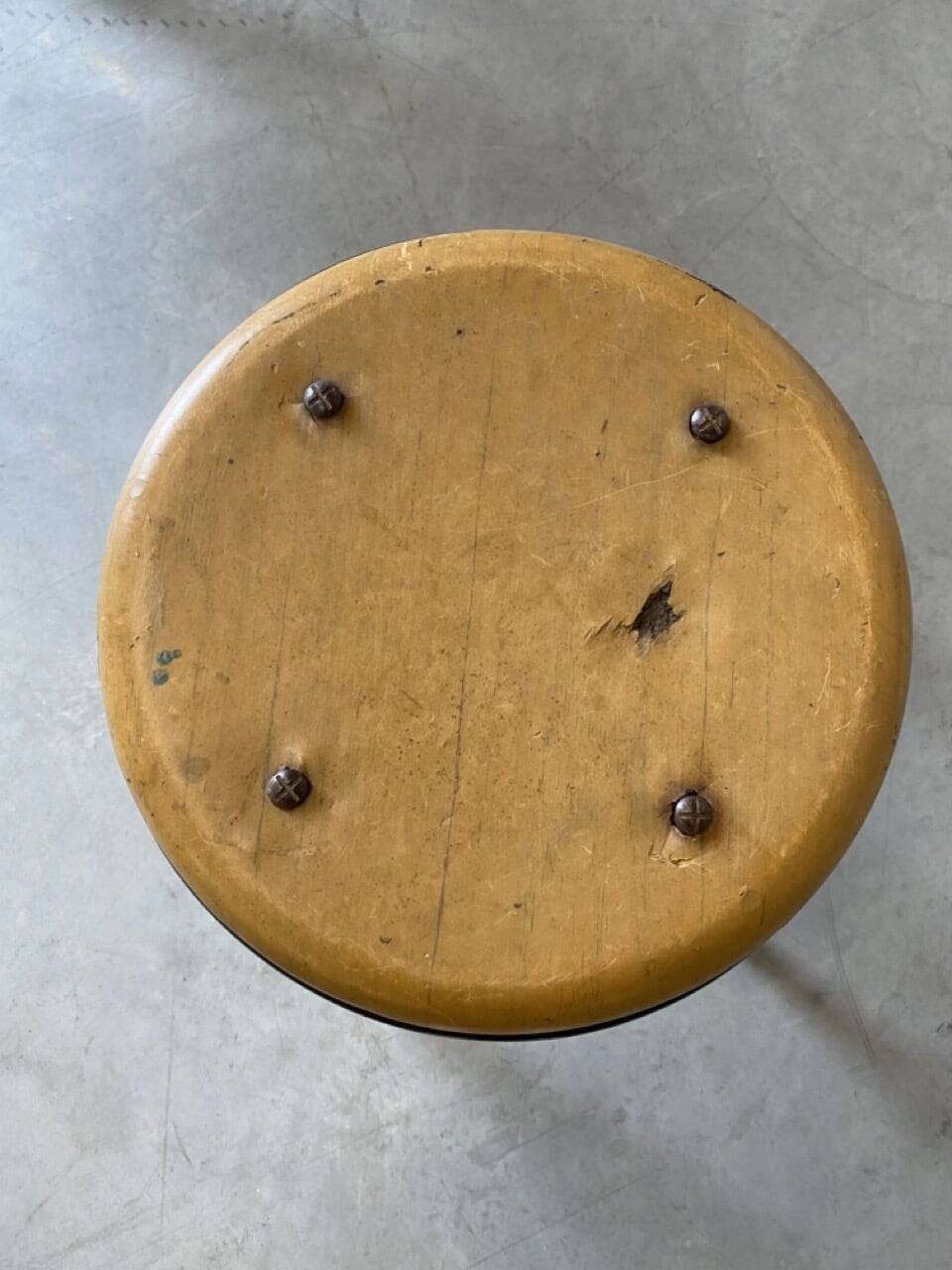 Vintage industrial stool in wood and metal